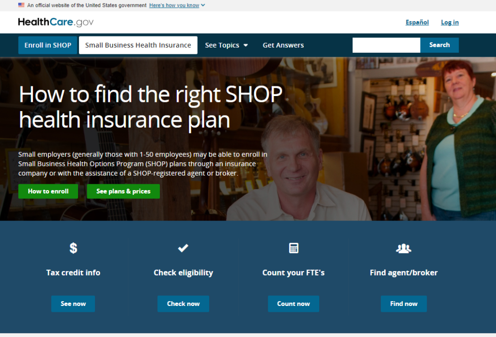 Group health insurance small business less than 10, 20 or 50 employees. What is a SHOP plan?